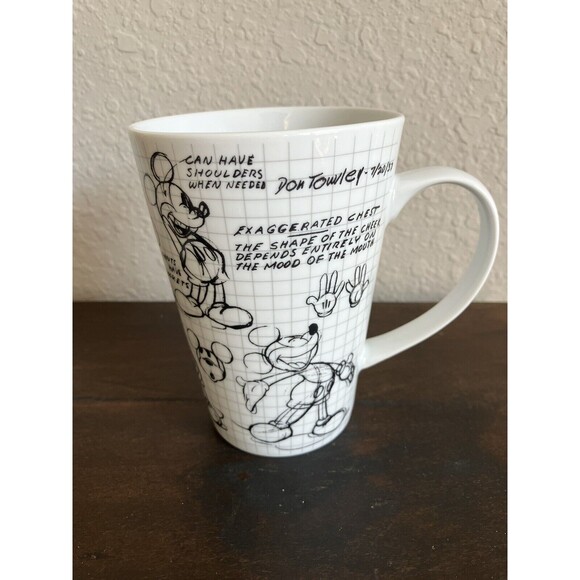 Walt Disney Mickey Mouse Sketch Book Coffee Mug Black White Animation 2010 - Picture 2 of 6